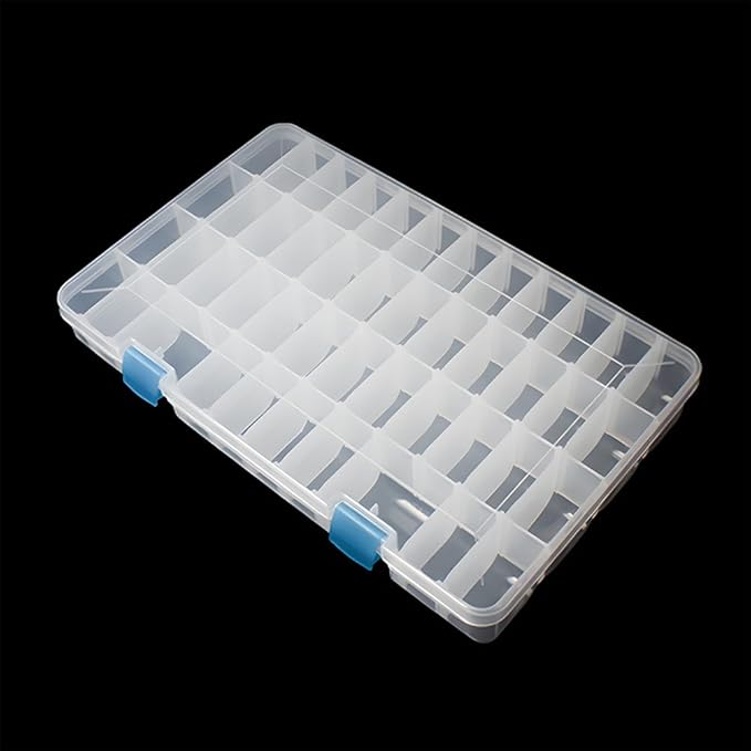 24 Grids Clear Plastic Organizer Box with Adjustable Dividers, Large Bead Storage Box, Craft Storage Container for Art DIY, Crafts Jewelry, Rock Collection, Fishing Tackles, 1 Pack