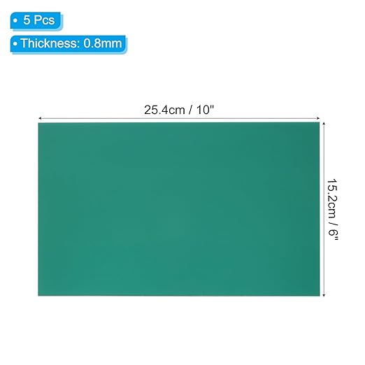 PATIKIL 6x10 Inch Anodized Aluminum Sheet Metal, 5Pcs Laser Plates Engraving Blanks 0.5MM Thin Rectangle for Crafting DIY House Laser Engraving, Green