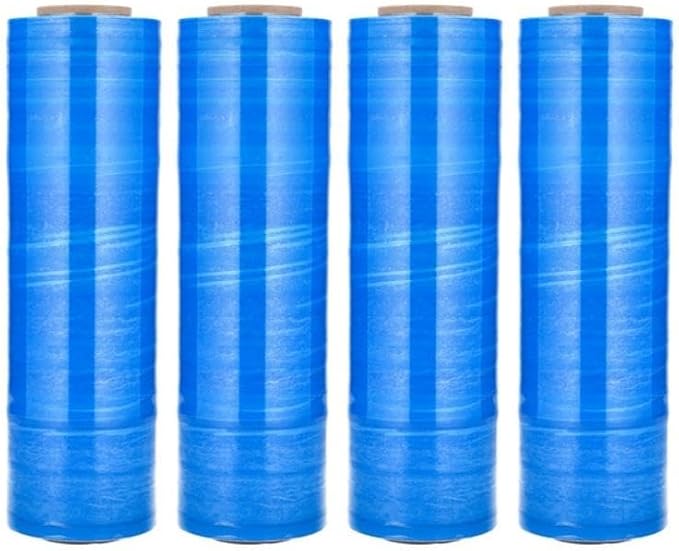 PSBM Blue Stretch Wrap, 15 Inch x 1476 Feet, 72 Pack, Tinted Pre-Stretched Shrink Wrap Film for Moving, Packaging, Pallet Wrapping