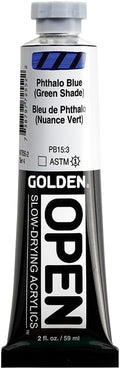 OPEN Slow-Drying Acrylics by GOLDEN, Phthalo Blue/G.S., 2 fl oz. tube, Professional Acrylic Paint, Transparent