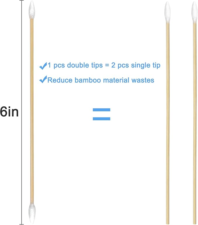 Eyxformula 200/400 Pcs Gun Cleaning Swabs with Double Pointed Tips, 6 Inch Sturdy Bamboo Sticks, Lint Free Long Cotton Swabs for Firearm Maintenance, Precision Cleaning Pistol, Rifle, Handgun, Shotgun