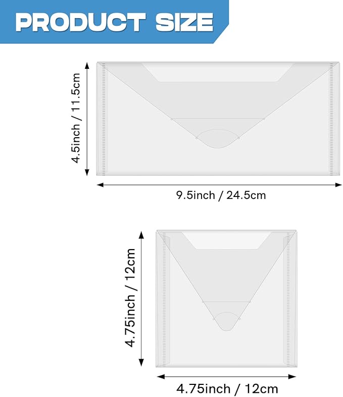 BAOFALI 20 Pieces Clear Die & Stamp Plastic Storage Bag, Resealable Large Envelope Pocket for DIY Scrapbooking Paper Card Craft Making and Cutting Dies Stencil (4.75"x4.75";4.5"x9.5")