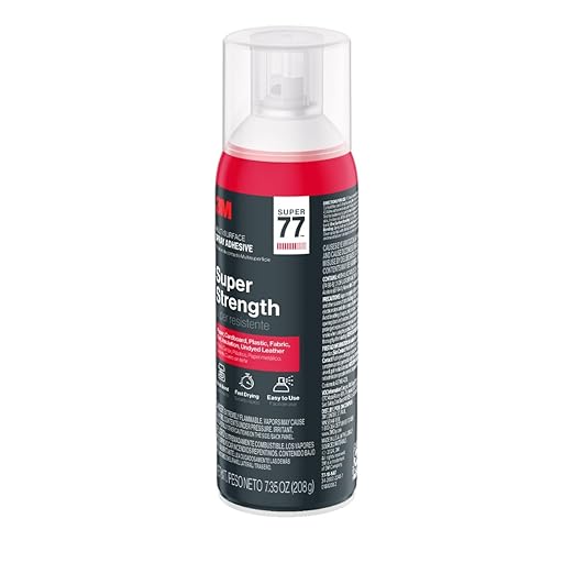 3M Super 77 Multipurpose Spray Adhesive, 7.35 oz Cans, Pack of 12 – Bulk High-Strength Spray Glue for Foam, Fabric, Plastic, Paper, Cardboard, Metal & More