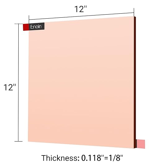 Enoin 2pcs 12 x 12 Inch Rose Gold Acrylic Sheet Mirror Plexiglass Sheet 1/8 inch Thick, Mirrors for Wall Home and Commercial Use, DIY Craft, Wall Decor