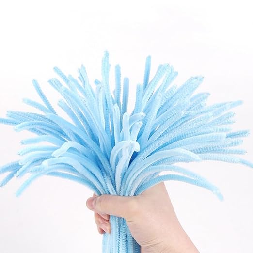 300 Pieces Pipe Cleaners Chenille Stem, 3 Pastel Candy Color Pipe Cleaners Set for Pipe Cleaners DIY Arts Crafts Decorations, Chenille Stems Pipe Cleaners (Blue)