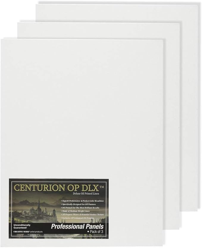 Centurion Deluxe Professional Oil Primed Linen Canvas Panels - 14x18-3 Pack of Linen Canvases for Painting, Artwork and More