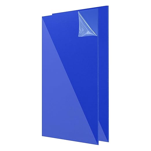 uxcell 2Pcs Acrylic Sheets 12x8 Inch Acrylic Panel 1/8 Inch-3mm Plastic Board for Picture Frames Sign Holders DIY Display Projects Craft, Clear Blue