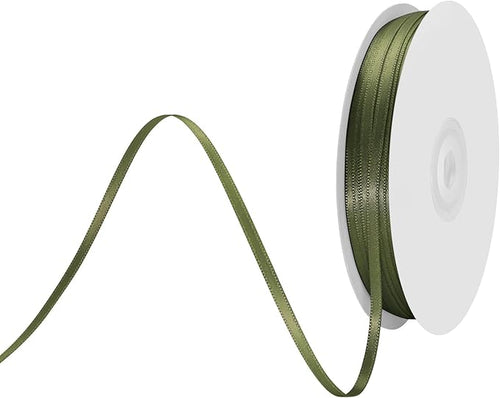 1/8" X 100 Yards Moss Satin Thin Ribbon Solid Color Double Faced Ribbons Perfect for Crafts Wedding Decor Bow Making Arts Sewing and More