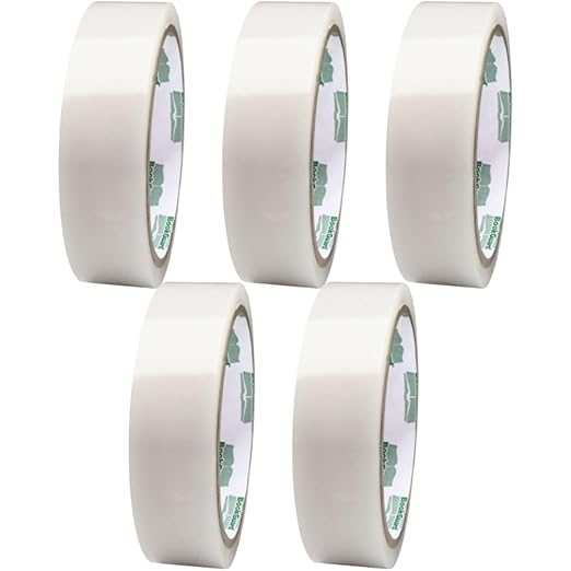 BookGuard 1.5 Inch Transparent Bookbinding Tape, Ideal for Book Repair and Library Supplies, Stretchable and Clear - 15 Yards Librarian Tape Clear - Case of 5