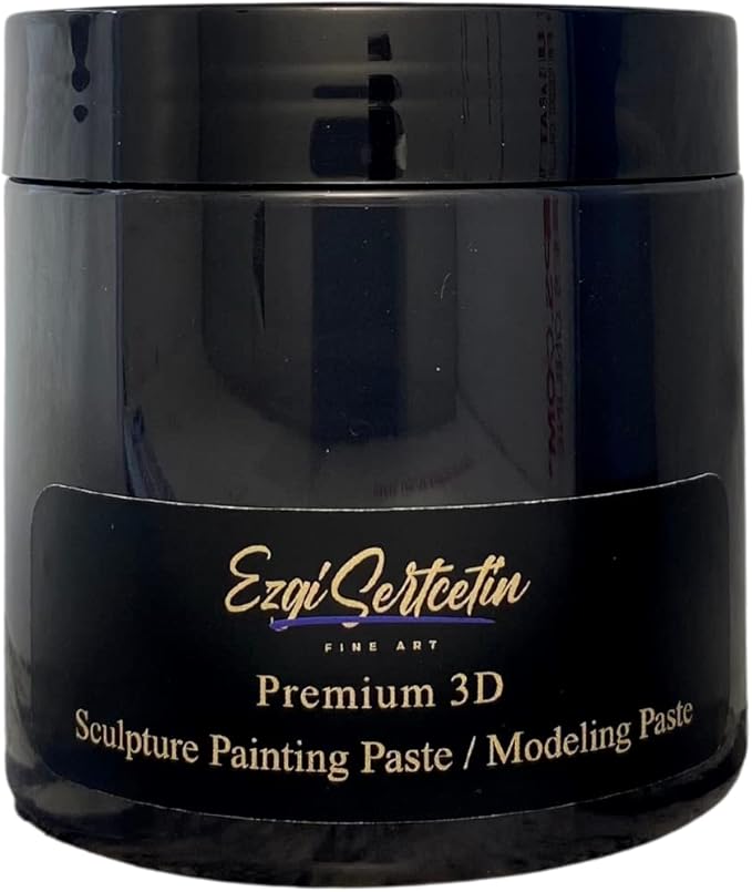 3D Sculpture Painting Paste|Texture Paste|Decorative Plaster|Ready to Use|Unique Colors|Ideal for Artwork|Stencil|Flowers|Texture|Art Relief| 6 oz (Metallic Black)