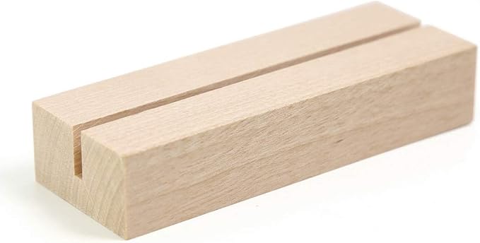 UNIQOOO 20 Pack 4" Wood Stands for Wedding Acrylic Sign, Wood Table Number Holders for 1/8 Thick Acrylic Sheets | Wedding Display Stand, Card Holder, Great for Bar Menu, Retail Sign, Party and Events