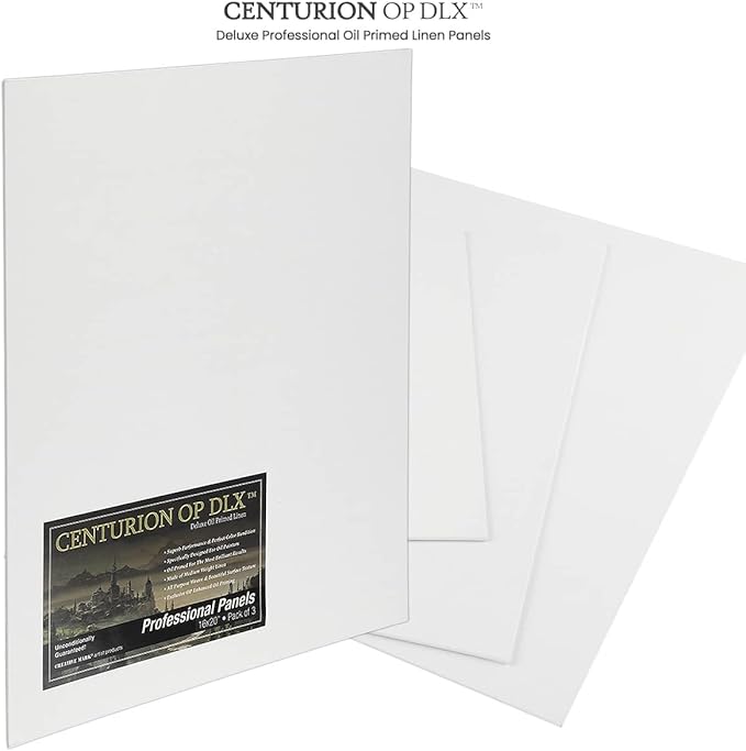 Centurion Deluxe Professional Oil Primed Linen Canvas Panels - 16x16-3 Pack of Linen Canvases for Painting, Artwork and More