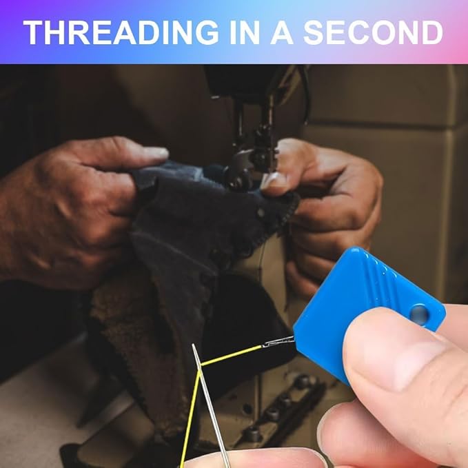 Automatic Needle Threaders for Hand Sewing, 2025 Upgrade Embroidery Floss, Sewing Machine Needle Threader, Sewing Supplies Tool, Fits All Needle Sizes (1, Light Blue)