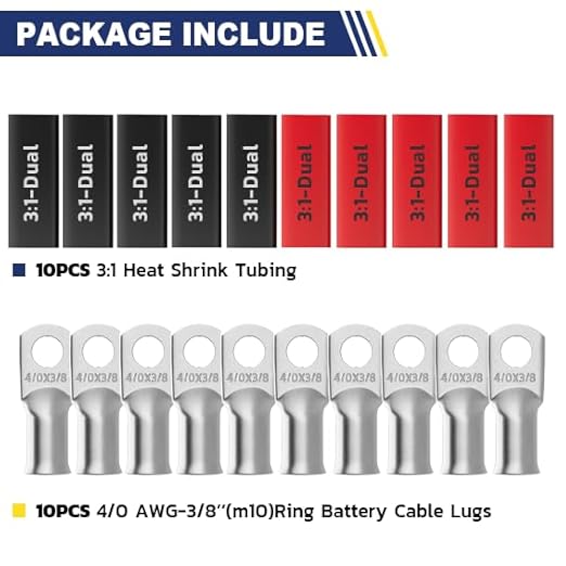 haisstronica 10pcs 4/0 AWG - 3/8"(M10) Tinned Copper Battery Lugs