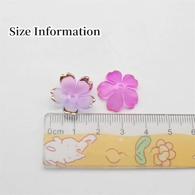100pcs Acrylic Flower Beads, 19mm Cherry Blossom Plastic Gradient Flower Spacer Beads for DIY Crafts Bracelet Necklace Earrings Jewelry Making(White)