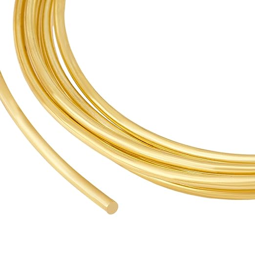 BENECREAT 9.84 Feet Bare Solid Brass Wire, 6 Gauge Round Soft Brass Wire Pure Brass Wire for Jewelry Making Craft Gem Wrapping
