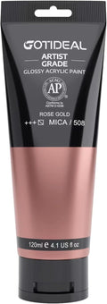 GOTIDEAL Acrylic Paint Metallic Rose Gold(120ml, 4.1 oz) Non Toxic Non Fading,Rich Pigments for Painters, Adults & Kids, Ideal for Canvas Wood Clay Fabric Ceramic Craft Supplies