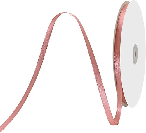 1/4" X 100 Yards Dusty Rose Satin Thin Ribbon Solid Color Double Faced Ribbons Perfect for Crafts Wedding Decor Bow Making Arts Sewing and More