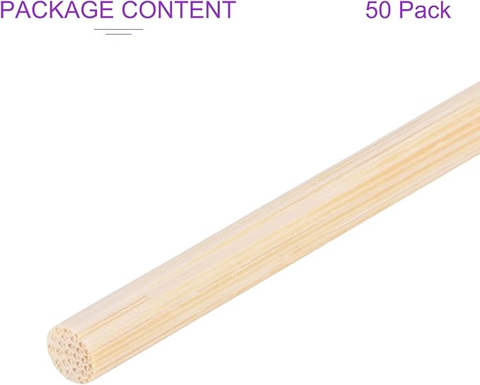 DMiotech 50 Pack 1/4" x 18" Wooden Dowel Rods Unfinished Natural Sticks Wood Craft Sticks for Home Decor Projects and Making DIY Craft,Wood Color