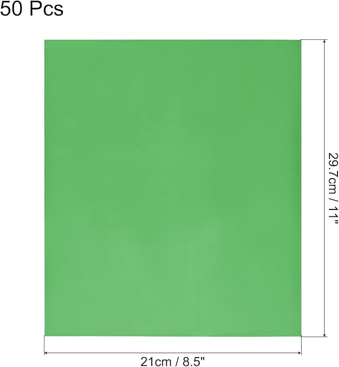 MECCANIXITY 50 Pack Toner Reactive Foil ,Deco Foil Transfer Sheets 8.5"x11" A4 Hot Foil Paper for Laser Printer Scrapbooking Heat Transfer DIY Craft,Green