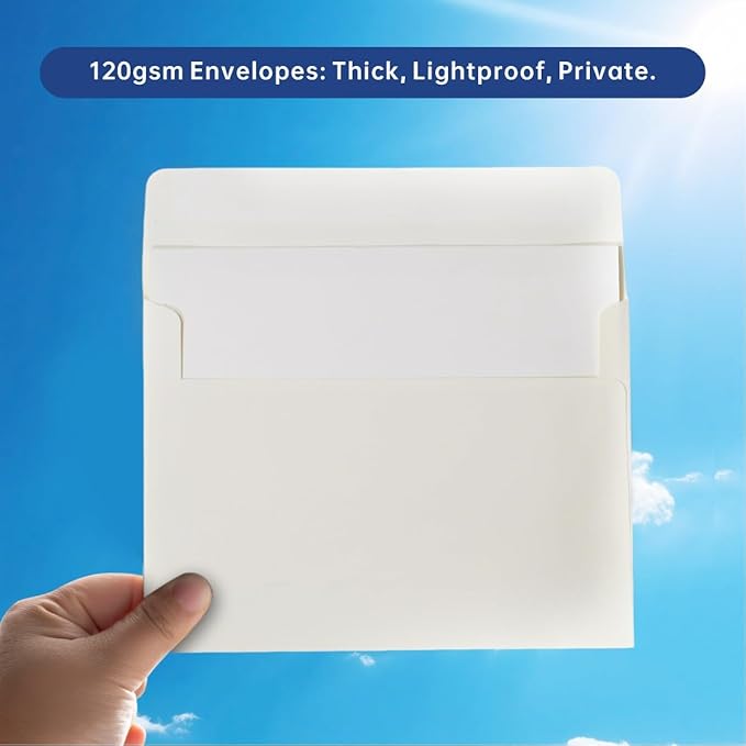 Keketer A4 Cream White Printable 4x6 Envelopes 70 Pack Self - Seal, for 4x6 Cards, Weddings, Invitations, Baby Shower 4.25 x 6.25 Inches