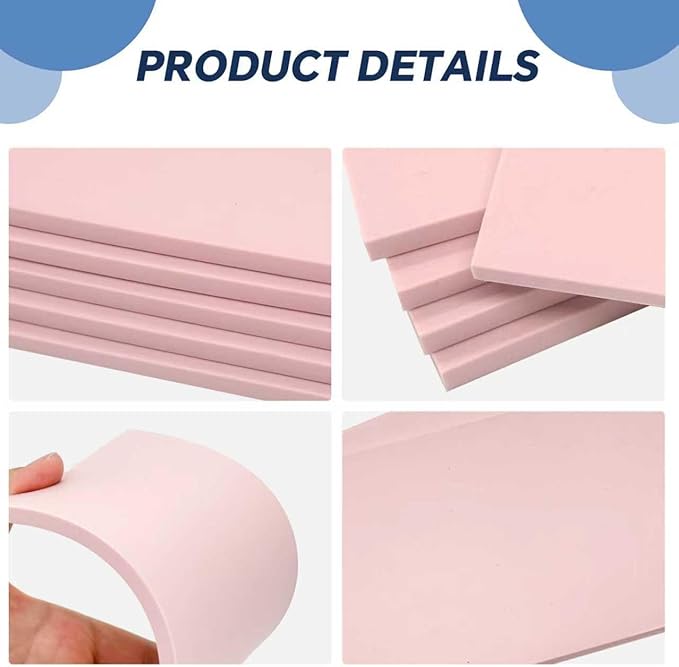 2 Pack 4"x6" Pale Pink Rubber Stamp Carving Blocks Pink Rubber Carving Blocks Linoleum Block for Stamp Maker Printmaking Supplies