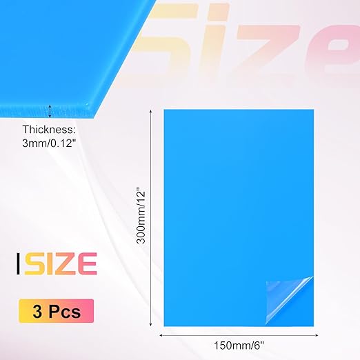 uxcell 3Pcs Acrylic Sheets 12x6 Inch Acrylic Panel 1/8 Inch-3mm Plastic Board for Picture Frames Sign Holders DIY Display Projects Craft, Blue
