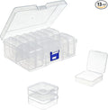 13 Pieces Small Plastic Craft 0rganizers and Storage, Transparent Box with Hinged Lid for Storage of Jewelry, Diamonds, DIY Art Craft Accessory