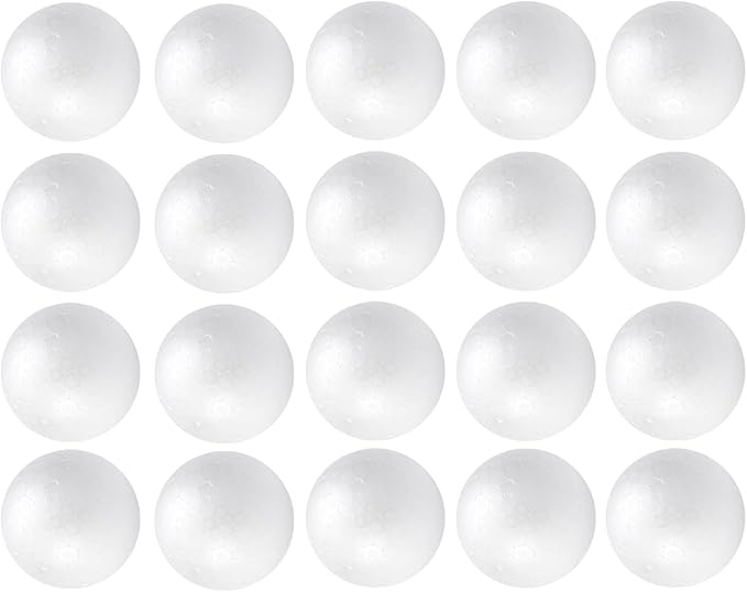 Crafjie Craft Foam Balls 2.75 Inches in Diameter 20-Pack, Smooth Polystyrenets Foam Ball, for Decoration Household School Projects DIY Arts and Craft, White