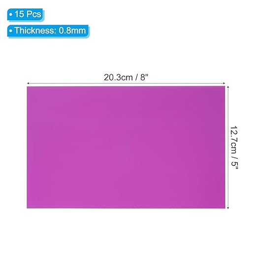 PATIKIL 5x8 Inch Anodized Aluminum Sheet Metal, 15Pcs Laser Plates Engraving Blanks 0.5MM Thin Rectangle for Crafting DIY House Laser Engraving, Purple