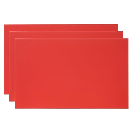 PATIKIL 6x10 Inch Anodized Aluminum Sheet Metal, 3Pcs Laser Plates Engraving Blanks 0.5MM Thin Rectangle for Crafting DIY House Laser Engraving, Red
