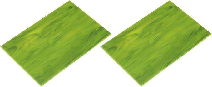 MECCANIXITY 2 Pcs Stained Glass Sheet Mosaic Tile 7.9 Inch x 5.9 Inch Green Stained Glass Sheets for Crafts DIY Art Project