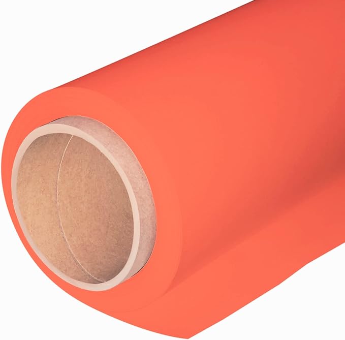 Huamei Seamless Photography Background Paper, Photo Backdrop Paper 53 Inches Wide x 16 Feet, (4.4x16 Feet) (Bright Orange)