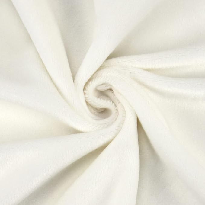 kullaloo Plush Fabric | 2 Yard Solid Ivory Minky Fabric for Sewing | Super Soft Cuddle Material | for Quilt Backing, Throw Blankets, Pillows, Dog Bed, Stuffed Animals, Costumes, Apparel & More
