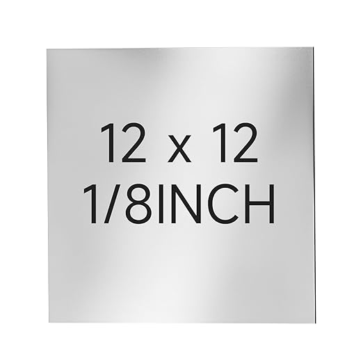 304 Stainless Steel Sheet - 12" X 12" X 1/8" Thin Stainless Steel Plate 1/8 Inch Thickness with Protective Film Metal Sheets Shim Stock Sheets for Kitchen DIY Crafting etc. (305 x 305 x 3 mm)