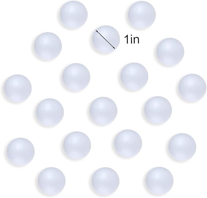 100PCS 1 Inch White Foam Balls Polystyrene Craft Balls Foam Balls for Art, Craft, Household, School Projects and Christmas Easter Party Decorations