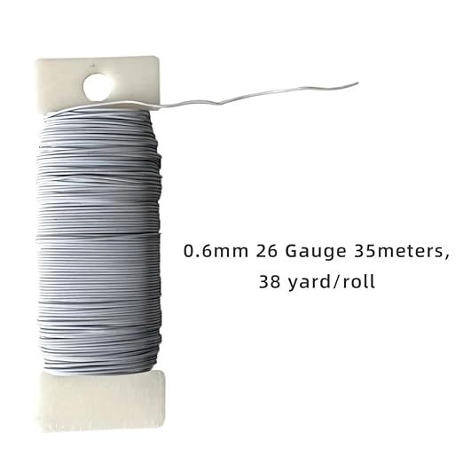 76Yards 26Gauge Silver Metal Floral Wire Flexible Paddle Florist Garden Wire for Flower Arrangement,Crafts,Christmas Wreaths Tree,Garland.