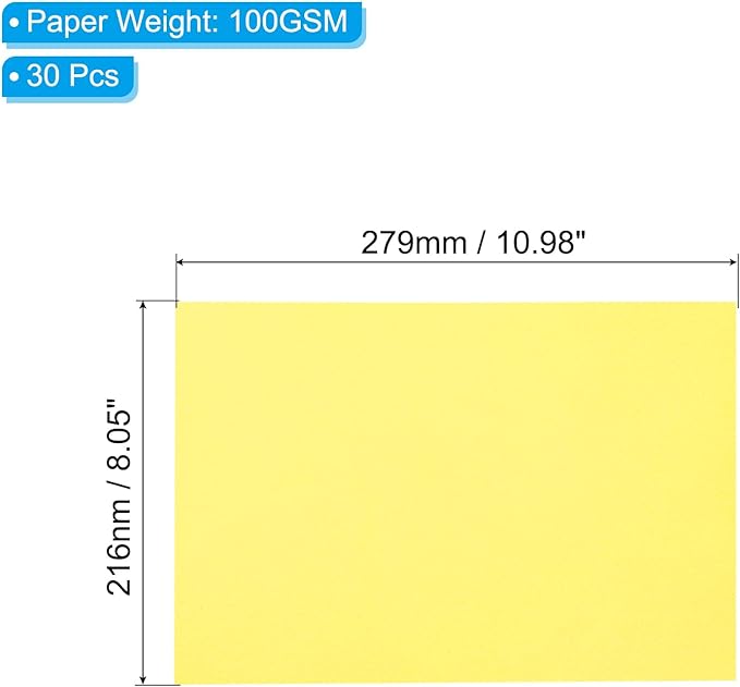 PATIKIL 30 Sheets Vellum Paper 8.5x11inches, Printable Translucent Paper 100GSM Colored for Invitations Laser Inkjet Printing Card Making Crafting Wedding Tracing, Yellow