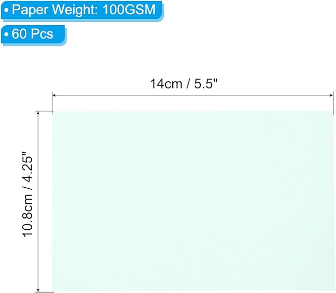 PATIKIL 60 Sheets Vellum Paper 4.25x5.5, Vellum Paper Printable Translucent Paper 100GSM Colored for Invitations Laser Inkjet Printing Card Making Crafting Wedding Tracing, Blue