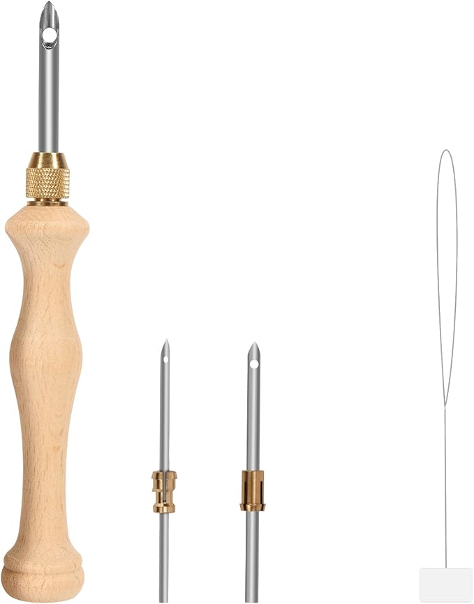 Pllieay Punch Needle, Wooden Punch Needle Tool, Adjustable Embroidery Punch Needle Tool for Punch Needle, DIY Craft Stitching