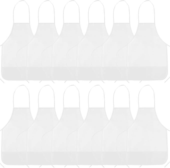 CHRORINE 6/12/24 Pack Kids Painting Apron Toddler Art Aprons for Kids Paint Apron Smock for Painting Cooking Craft Activity