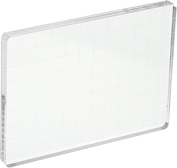 PATIKIL 5" x 3.5" Acrylic Stamp Block, Clear Stamping Block with Grid Lines Decorative Mounting Blocks Square for Scrapbooking DIY Crafts Card Making