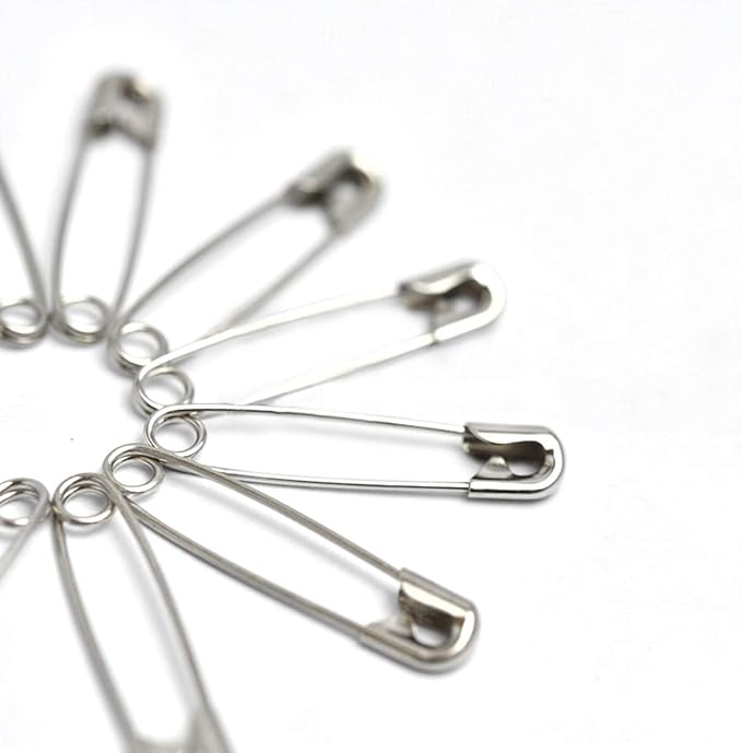 vrupin 50PCS Safety Pins, 3Inch/76mm Safety Pins Metal Nickel Plated Steel Sewing Accessories Kit for Baby Clothing, Crafts & Arts