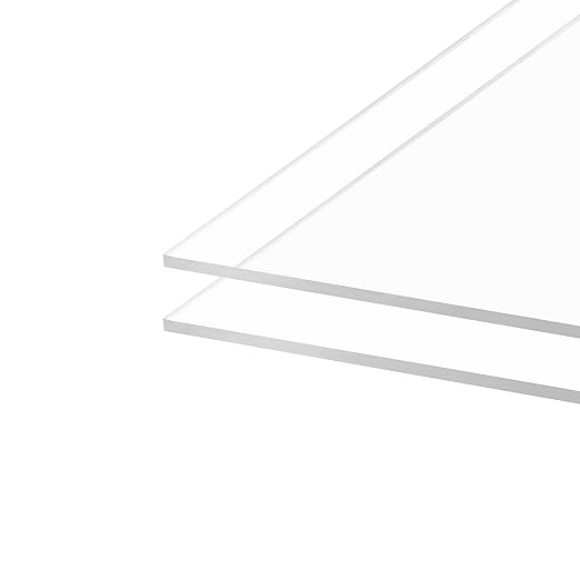 Clear Acrylic Sheet 18" x 24" x 1/8" Thick (3mm) Cast Plexiglass Panel Transparent Plastic Board for Craft, Display Projects, Wedding Sign, Laser Cutting, Engrave, Pack of 2