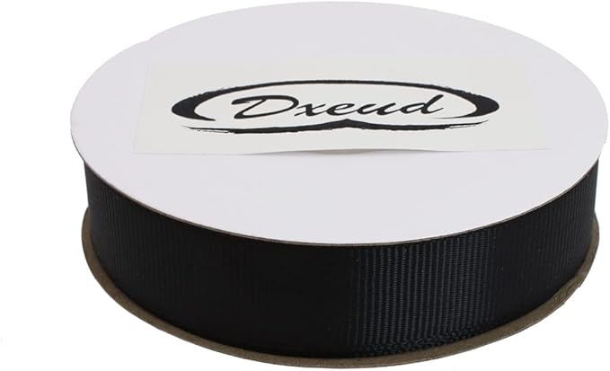 Solid Grosgrain Ribbon 25 Yard Each Roll 100% Polyester Woven Edge (3/4", Black)
