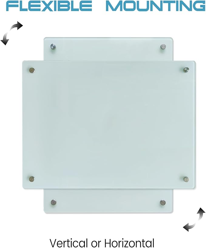 Magnetic Whiteboard Glass Writeboard 40"x60" Tempered Glass Dry Erase Board Wall Mounted Frameless Glass Whiteboard Writing GlassBoard for Office School Home (White)