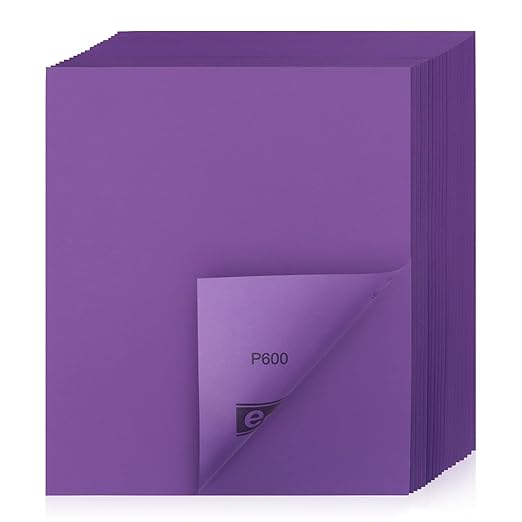 Sandpaper 600 Grit 20 PCS, Wet Dry Sanding Sheets 9 x 11 Inch, Purple Alumina Abrasive Sand Paper for Wood, Metal, Drywall, Resin, Automotive Sanding, Polishing, Grinding, by POLIWELL