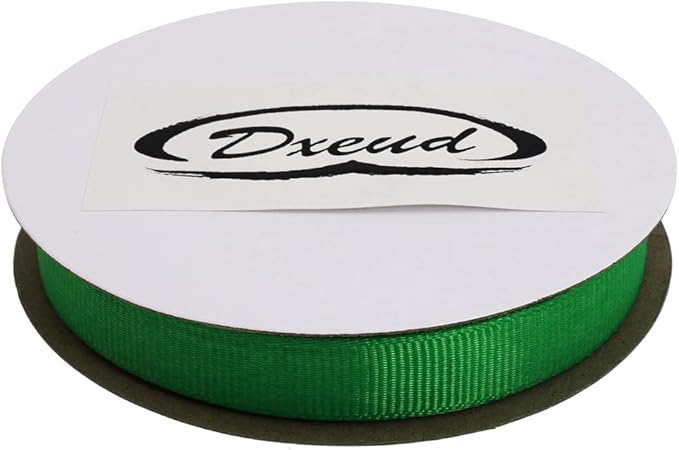 Solid Grosgrain Ribbon 25 Yard Each Roll 100% Polyester Woven Edge (3/8", Green)