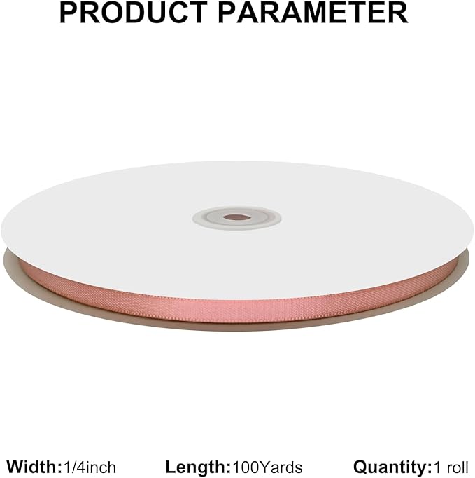 1/4" X 100 Yards Dusty Rose Satin Thin Ribbon Solid Color Double Faced Ribbons Perfect for Crafts Wedding Decor Bow Making Arts Sewing and More