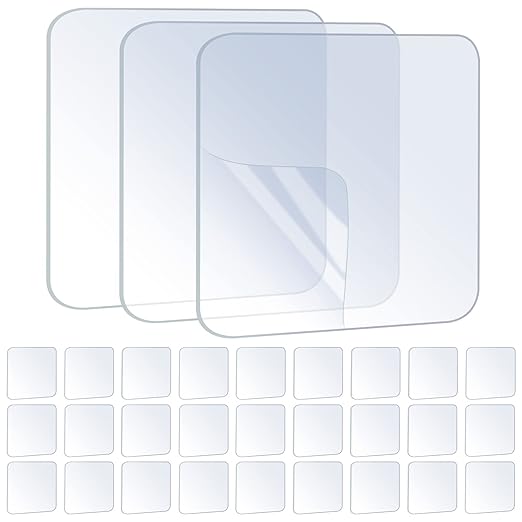 30PCS Premium Double Sided Mounting Squares Clear Tape,Heavy Duty Adhesive Pads for Pictures,Poster Hanging Strips - Strong Sticky Tack,Waterproof Adhesive for Shower,Wall Patch,Sticky Pads